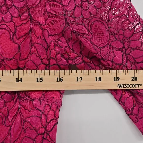 MONIQUE LHUILLIER Dress Sz 6 Pink Lace Sheath Floral Overlay Scalloped Cocktail - Picture 12 of 13